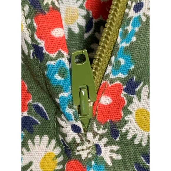 Handmade 70s Prairie Green Floral Cottagecore Farm Dress Lace Trim Button - Picture 10 of 16